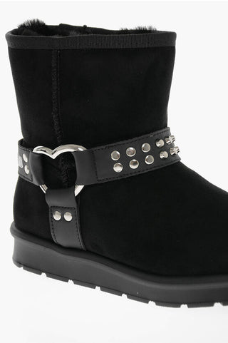 Moschino LOVE Velour WINTER30 Ankle Boots with Studs