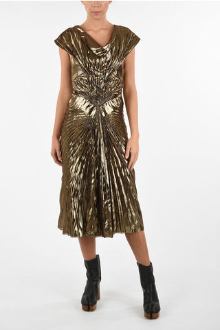 Maison Margiela Metallic Faux Leather Draped Empire Dress