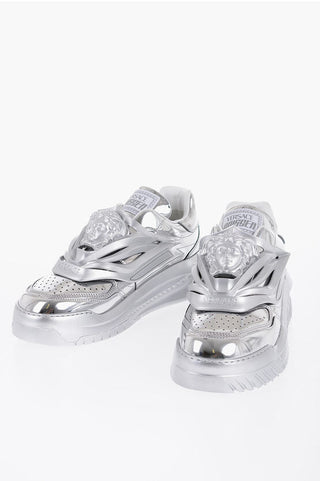 Versace Metallized Leather ODISSEA Low-Top Sneakers With Statement L