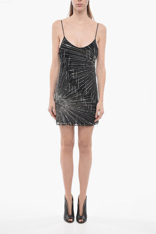 Amiri Mini Sheath Dress with Silver-Tone Details