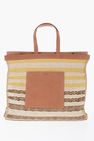 Jil Sander Raffia Tote Bag With Leather Details