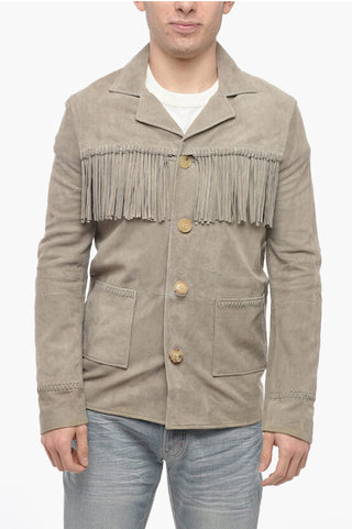 Amiri Suede Jacket with Fringes and Patch Pockets