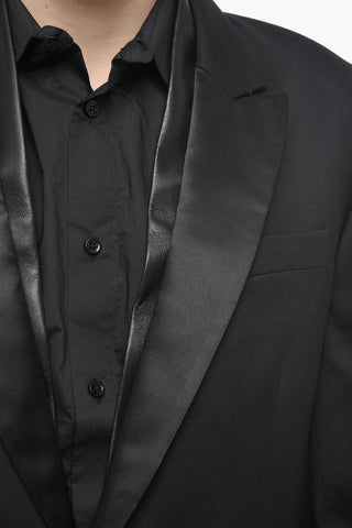 Amiri Wool Tuxed Jacket with Leather Detail